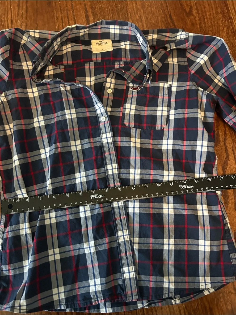 Hollister Navy Plaid Button-Down with Red & White Stripes - Picture 4 of 5